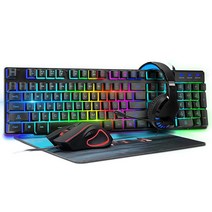 게이밍 키보드 마우스 및 헤드셋 마이크 콤보 USB 유선 RGB 백라이트 게이머 번들 PC 윈도우 7/8/10/11 Xbox one PS4 PS5와 호환 (블랙), 991