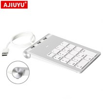 태블릿 무선키보드 ajiuyu usb 숫자 키패드 18 키 with three usb hub for imac macbook air pro lenovo pc computer, 키패드 및 허브