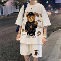 [당일출고]곰믹스 반팔 반바지세트 남녀공용
