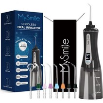 MySmile 구강 세정기 마이스마일 무선 350ML 워터 덴탈 플로서 휴대용 OLED, Black