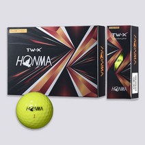 혼마 TW-S 3피스 우레탄 골프공 화이트 골프공 컬러 칼라 골프볼 홀인원 기념볼 인쇄 포장 선물 기념, 옐로우12구세트