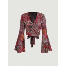 페이즐리 셔츠 블라우스 뒷부분 매듭