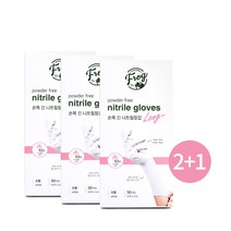 [2+1] FROG 파우더프리 손목긴 롱 니트릴 위생장갑 소/중/대(50매) 요리 미용 애완동물미용 작업 청소 세차용, 소