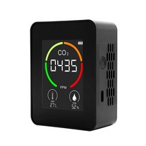 공기 질 측정기휴대용 이산화탄소 검출기 TVOC 대기질 모니터 3-in-1 CO2 온도 습도 측정기 LCD 디스플레이, 한개옵션1, 01 Black