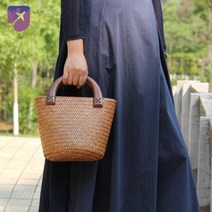 에코 라탄 바스켓 스퀘어 버킷백 왕골 백