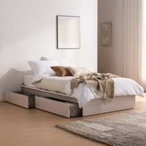 [삼익가구]스탠다드 빅서랍 2단 수납 침대( 싱글 / 슈퍼싱글 ), 01. 싱글 침대(매트리스 제외), 아이보리워시