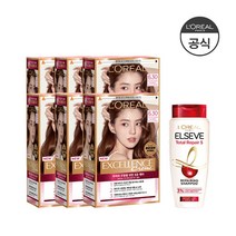 [로레알파리] [기획세트]NEW 엑셀랑스 크림 염모제 6개세트+토탈샴푸 170ml, 색상:4호-자연스러운갈색(구.어두운갈색)
