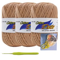 [니뜨] 코튼 데이트(75g )뜨개실x3볼 + 매직마켓백도안 + 모사용코바늘3/0호, 935(베이지)