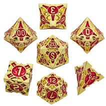 메탈 주사위 COC 런닝 그룹 보드게임 DND 드래곤과 던전 다면체 TRPG 크툴루 D20 세트, 모조 골드 레드