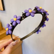 벼머리만들기 앞머리고정 집게머리띠 보라꽃