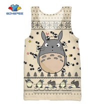 남자머슬핏반팔 머슬핏 카라티 Sonspee 3d 인쇄 애니메이션 토토로 여름 해변 남자 스포츠 탱크 탑 캐주얼 피트니스 보디 빌딩 체육관 근육 민소매 조끼 셔츠