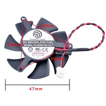 그래픽카드 팬 수리 부품 pld05010s12l fd125010 sh2 47mm 직경 구멍 피치 39mm dc12v 냉각 gt220 gts210 방열판 알루미늄 그래픽 카드