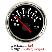 오일 압력계 압력게이지 0-75PSI 해양 보트 요트 0-5Bar/0-10Bar 자동 기식 센서 M10x1 NPT1/8 12V 24V, 한개옵션1, 18 Pointer 0-5bar BS