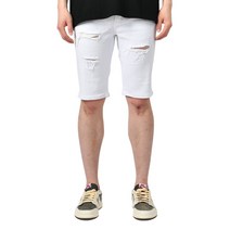 핫코드 남성용 여름 데미지 팬츠 블랙 화이트 2컬러 면 반바지