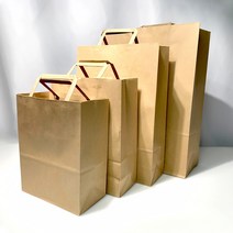 27리빙 튼튼한 크라프트 쇼핑백 소 선물 도시락 미니 무지 종이가방, 대 100개