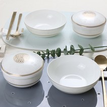 한국도자기본차이나 고은 예단 단반상기세트 6pcs, 예단포장 + 지오수저