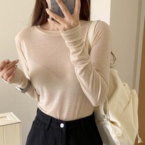 요나 텐셀 스판 라운드 긴팔 티셔츠(3color)