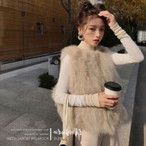 토끼털조끼 페이크퍼 밍크 털 조끼 뽀글이 숏 코트
