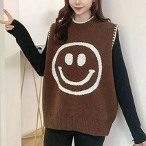 [사수바리]스마일 니트조끼 여성니트조끼