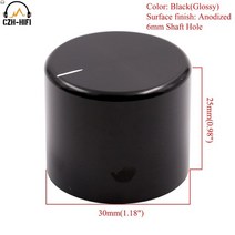 증폭기용 솔리드 알루미늄 노브 DAC 라디오 볼륨 조절 CD 플레이어 전위차계 CNC 가공 20x22mm 25x25mm 30x25mm 1 개, [06] 30x25mmBlack