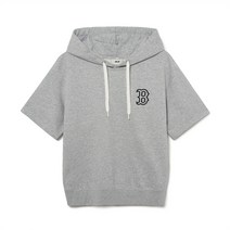 MLB 베이직 메가로고 오버핏 반팔 후드티 BOS Melange Grey 262218