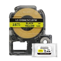 엡손 호환 라벨테이프 6mm 9mm 12mm 18mm 24mm 36mm 라벨기 라벨지 라벨프린터 패턴라벨 형광라벨 리본라벨, 18mm_노랑바탕_검정글자(SC18YW)