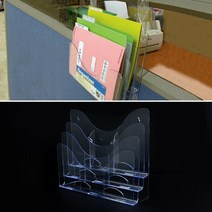 socean 전단지 아크릴케이스 3단 팜플렛 꽂이-파티션 걸이 테이블 스탠드 카탈로그 전시박스 브로셔 수납통 리플릿