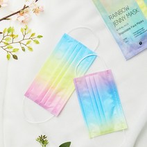 무지개 제니 마스크 파스텔톤 레인보우 그라데이션 컬러, 대형 (L) / 3파우치 15매입, 5개