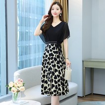 코디코치 여성 캐리 쉬폰 브리넥 반팔 원피스