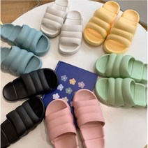 (무료배송)핑크쿠마 쿠션 슬리퍼 구름 뚱카롱 마시멜 여성 사무실 푹신한 거실 실내화 층간소음 발편한 임산부, 그린