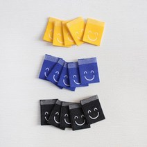 릴리패브릭 5개-끼움라벨) 웃는얼굴(3컬러) - 직조라벨, 블루
