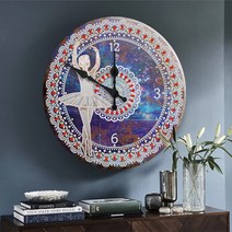 마법고양이성 DIY 보석십자수 벽시계 거실 침실 인테리어 집콕 아이템 펜던트 디스크 시계 ZBTPH, ZBTPH02 직경 30cm, 발레리나