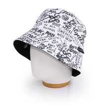 베이직엠 남성 여성 버킷햇 숏챙 리버시블 벙거지 스크리블