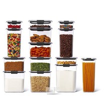 Rubbermaid Brilliance BPA 프리 식품 보관 용기 뚜껑 포함 밀폐 얼룩 방지 식기 세척기 사용 가능 3개 세트(16 12 7.8컵 용기) 368403