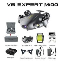수중드론 QYSEA 피피쉬 V6 EXPERT V6E 수중 드론 ROV 다기능 생산 도구 4K UHD 100M VR 고글 포함