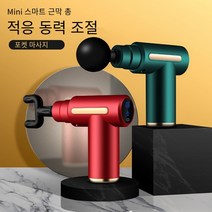 체외충격파 전문가급 마사지건 미니 진동기 미니 근막 총 근육 이완 전기 마사지, 에메랄드 그린 6단 기어 4개 마사지 헤드 긴 배