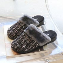 로딘스타 여성 통굽 앞막힌 겨울 방한 털 사무실 슬리퍼 프라진