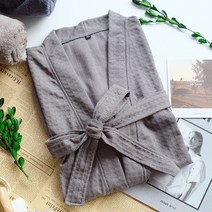 한스마켓 겨울 여름 샤워 가운 와플 목욕 수면 극세사 잠옷 여자남자 커플 로브 홈실내 파자마 골프, 여름 샤워가운, 그레이L