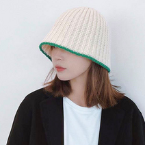 4컬러 여자 예쁜 뜨게모자 손뜨개 대두버킷햇 여성 겨울 배색 니트보넷 벙거지모자 보닛햇
