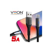 베온 5A 슈퍼패스트 초고속LED C타입 데이터 충전케이블, 블랙