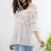 [바보사랑] A2394 플라워 프릴 밴딩 블라우스