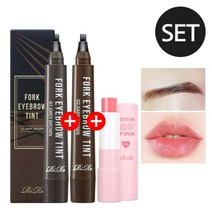 리르 포크 타투아이브로우 (2개+틴트립밤), 포크_라이트브라운+포크_그레이블랙+립밤랜덤, 1세트