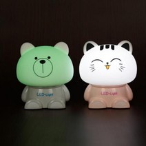 W7B43E2P 수유등 말랑이 무드등 취침등 LED 수면등 아기방조명등 이니셜조명 W 취침센스등 캠핑등 취침스탠, 고양이