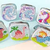 보석 십자수 사각형 모양 손거울 만들기 DIY 키트, 유니콘 퍼플, 1세트
