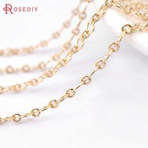 비즈공예 원석 2미터 너비 4MM 샴페인 골드 컬러 구리 하트 채프 목걸이 체인 Diy 쥬얼리 결과 액세, 01 Champagne Gold Color