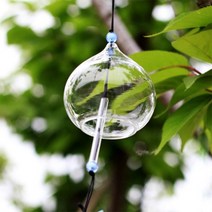 키득키득 후우링 투명 풍경 유리 민무늬 [물방울 6.5cm]