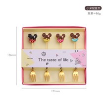 퐁듀 기계 초콜렛 중탕기 팟 냄비 미키 스푼 포크 주방 식기 귀여운 우유 커피 교반 숟가락 디저트 케이크 도구 칼 붙이 스푼 세트 선물 상자, 17