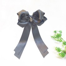 다예삐고 블랙 민자 롱 꼬리 5 큐빅 풍성한 왕리본 골프리본핀 머리핀