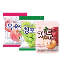롯데 청포도캔디 153g 1개 + 복숭아캔디 153g 1개 + 해태 자두캔디 130g 1개, 1세트(총3개)