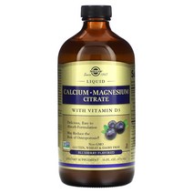 솔가 비타민D3가 함유된 액상 칼슘 마그네슘 시트레이트 천연 블루베리 맛 473ml(16fl oz)